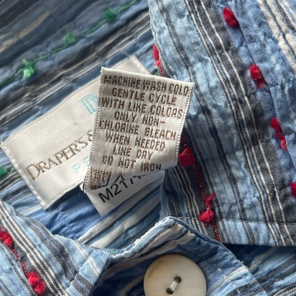 Draper’s And Damon’s Striped Button Down Blouse Women’s Petite Medium - Picture 6 of 10